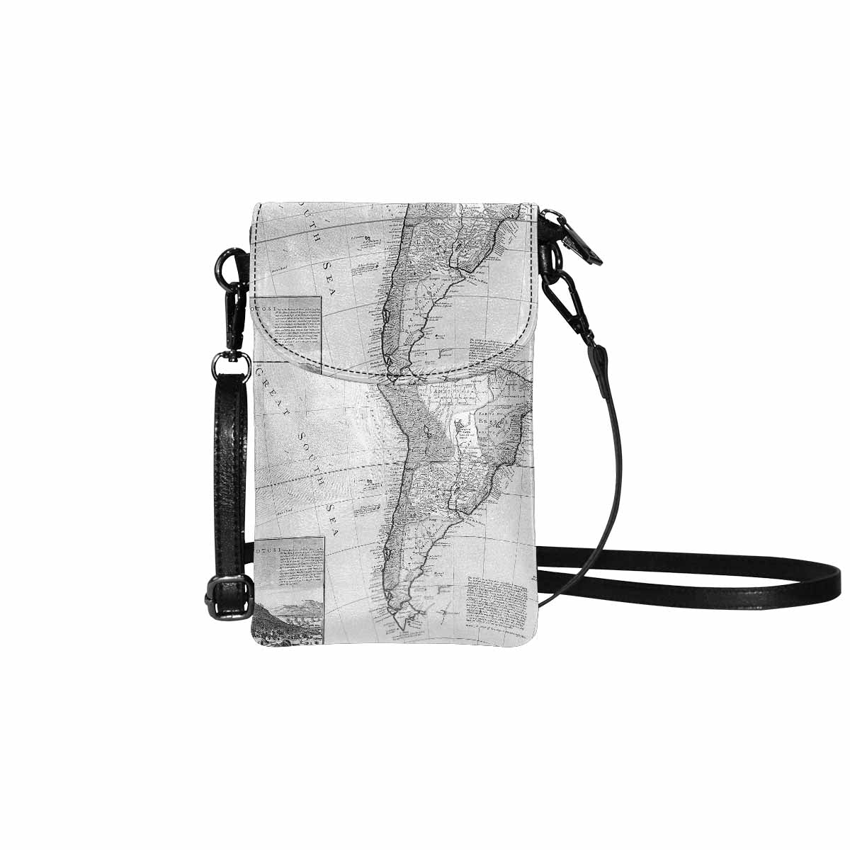 Antique map cell phone purse, moble purse, Design 38