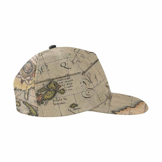 Antique Map design mens or womens deep snapback cap, trucker hat, Design 46