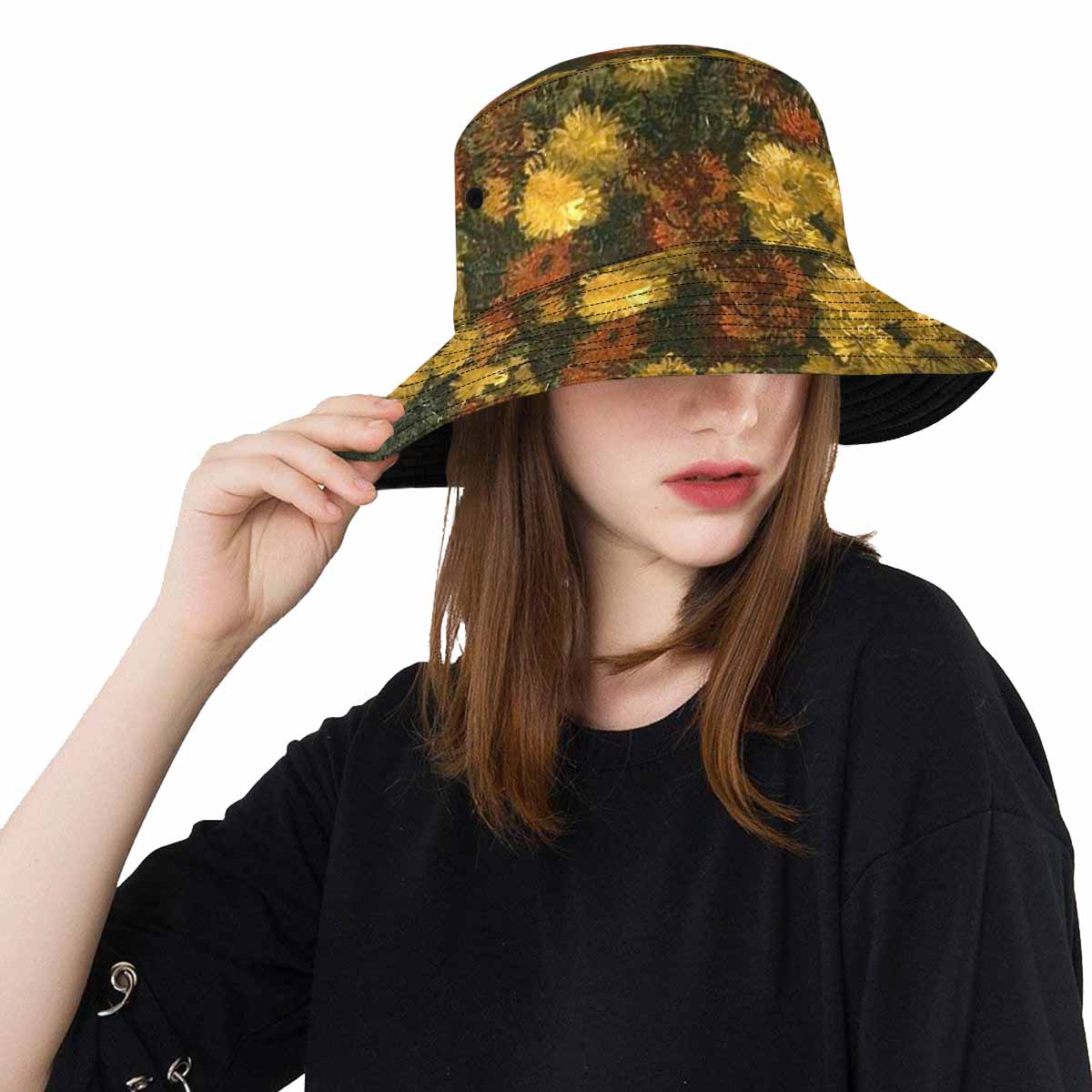 Vintage floral unisex bucket boonie Hat, outdoors hat, Design 28
