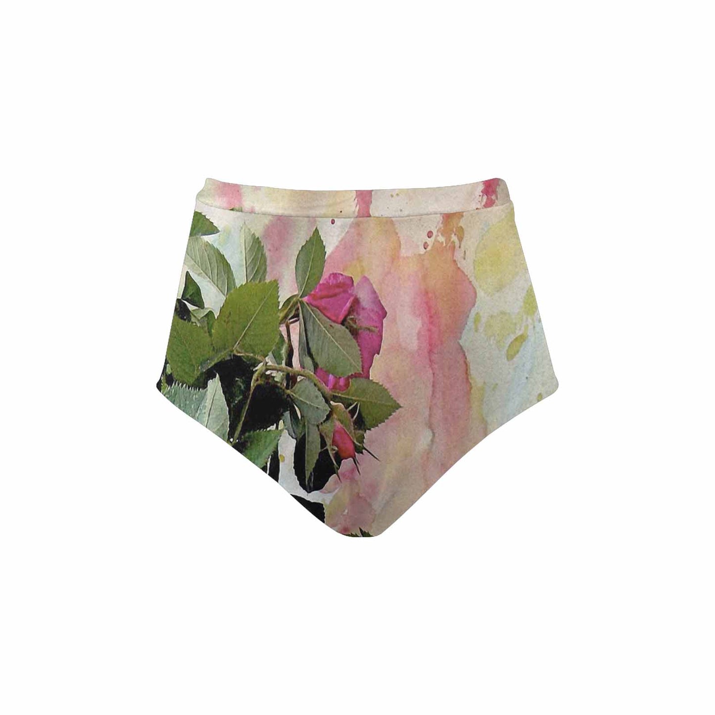 Vintage floral High waist bikini bottom, Design 22