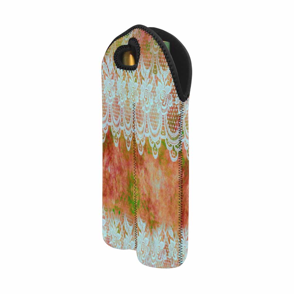 2 Bottle Victorian lace print wine bag, Design 31