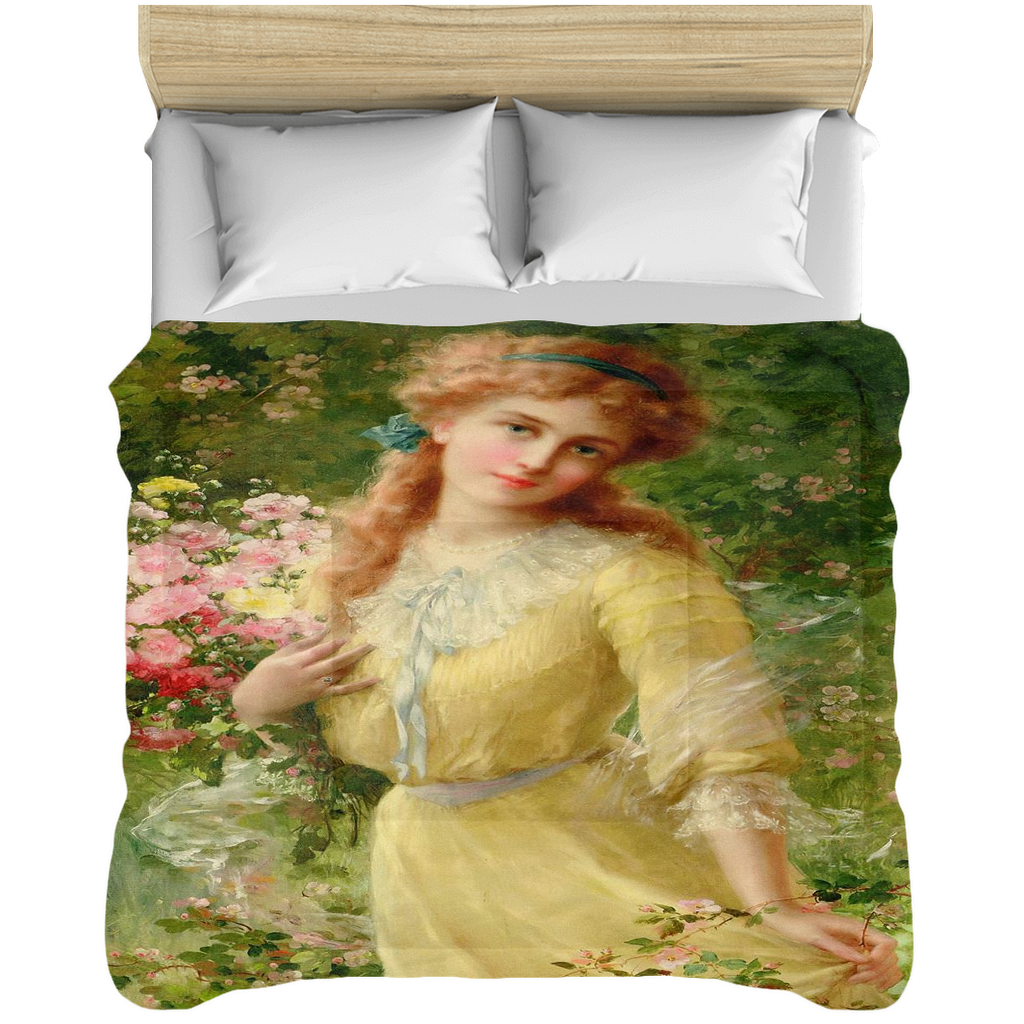 Victorian lady design comforter, twin, twin XL, queen or king, Portrait of a Girl