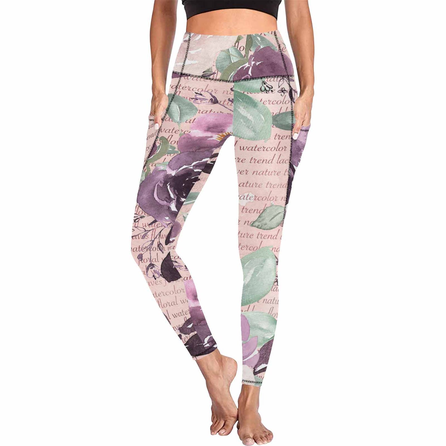 Floral 2, active wear leggings, outside surge, design 38