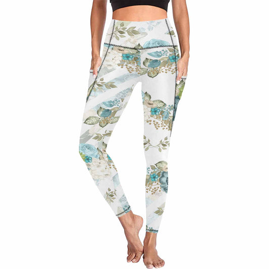 Floral 2, active wear leggings, outside surge, design 43