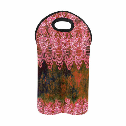 2 Bottle Victorian lace print wine bag, Design 32