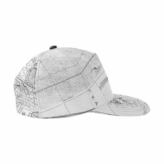Antique Map design mens or womens deep snapback cap, trucker hat, Design 38
