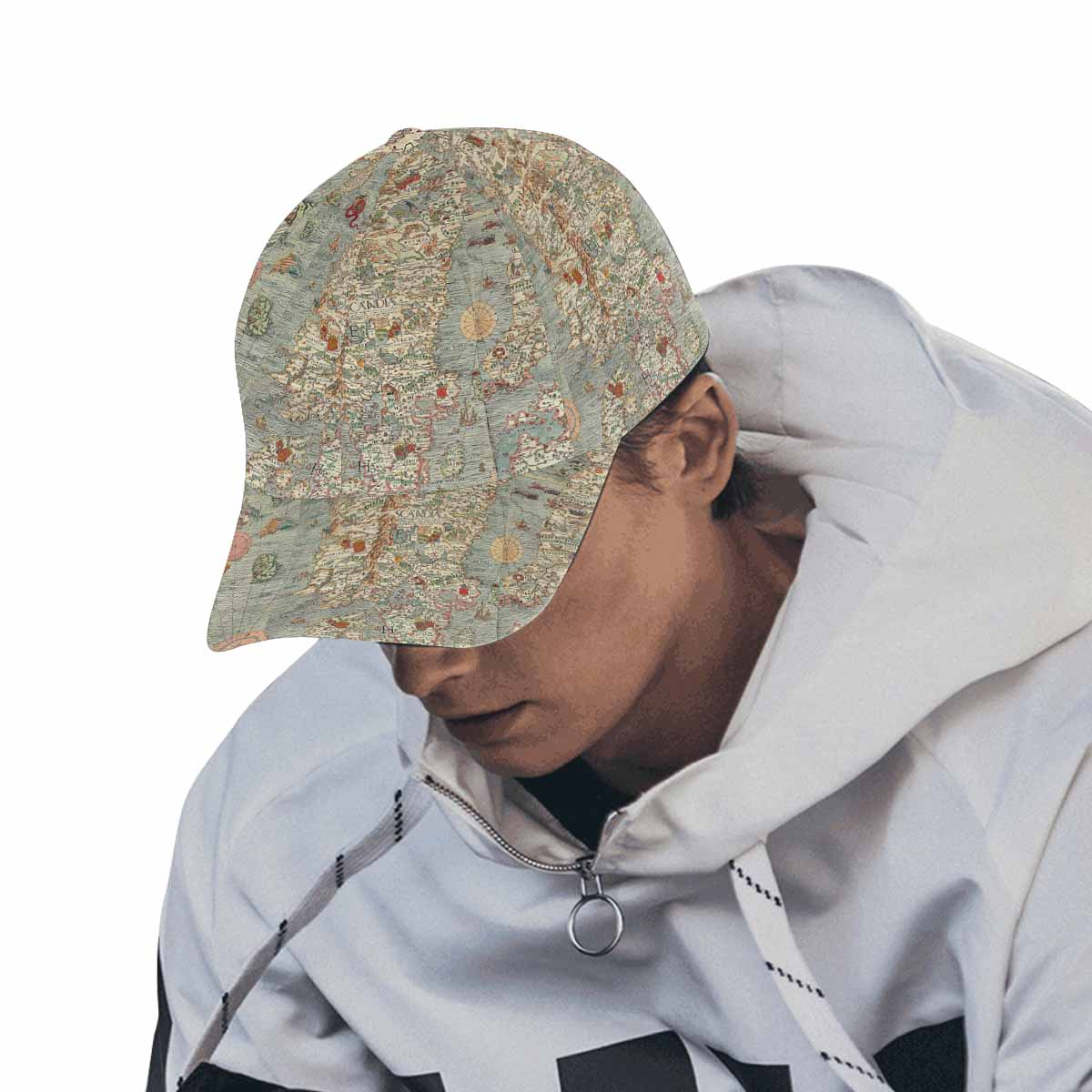 Antique Map design dad cap, trucker hat, Design 15