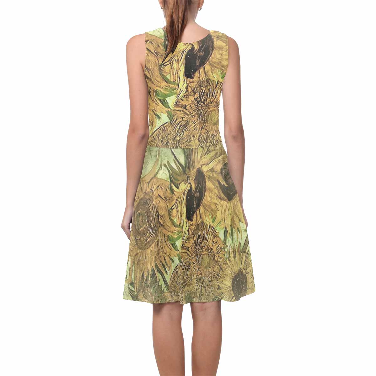 Vintage floral short summer flare dress,  XS to 3XL plus size, model D09534 Design 48x