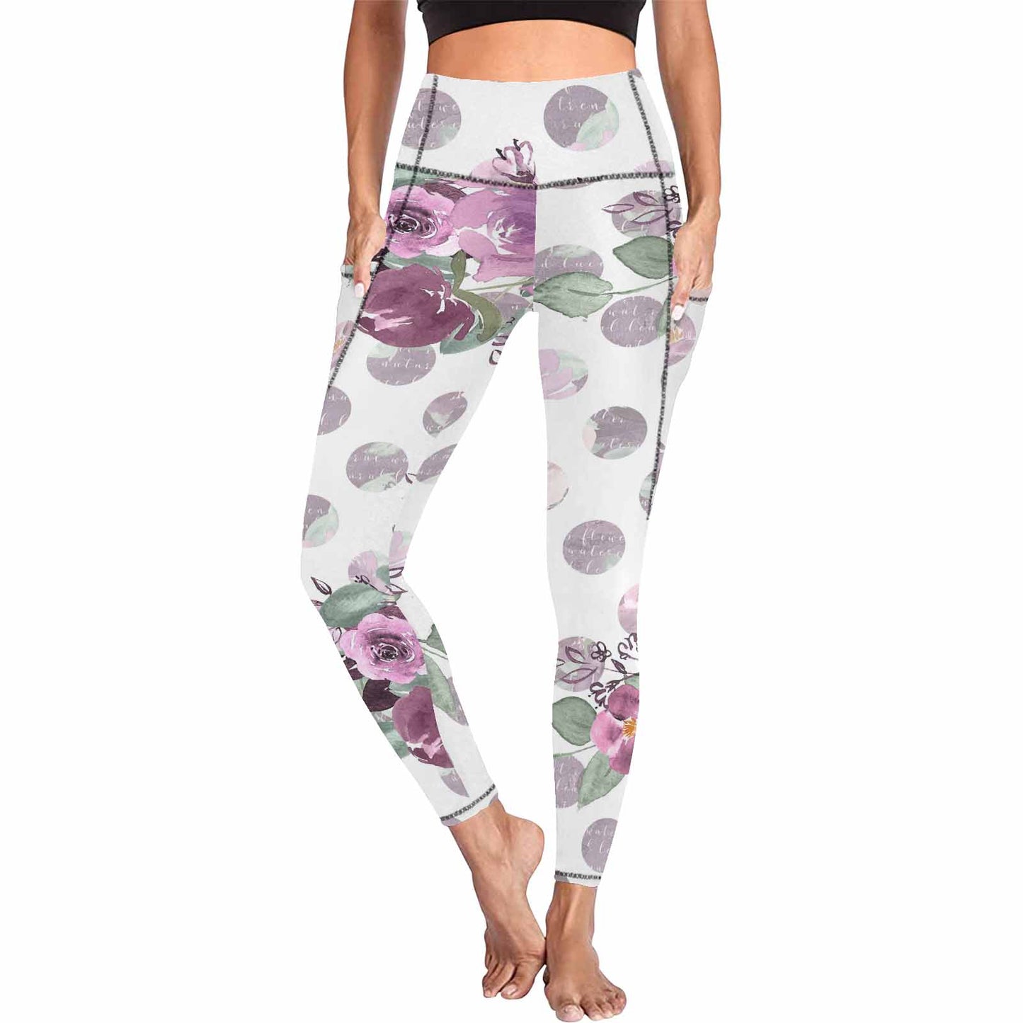 Floral 2, active wear leggings, outside surge, design 52