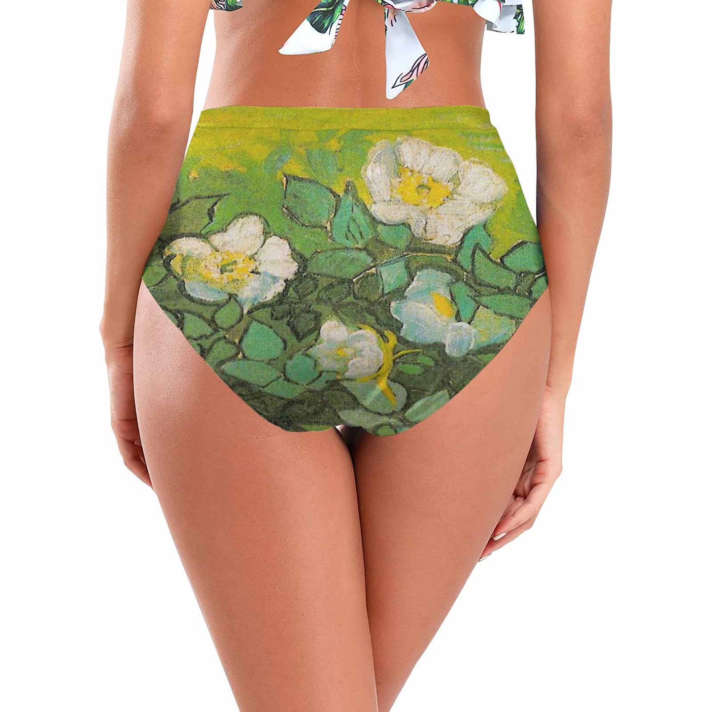 Vintage floral High waist bikini bottom, Design 01