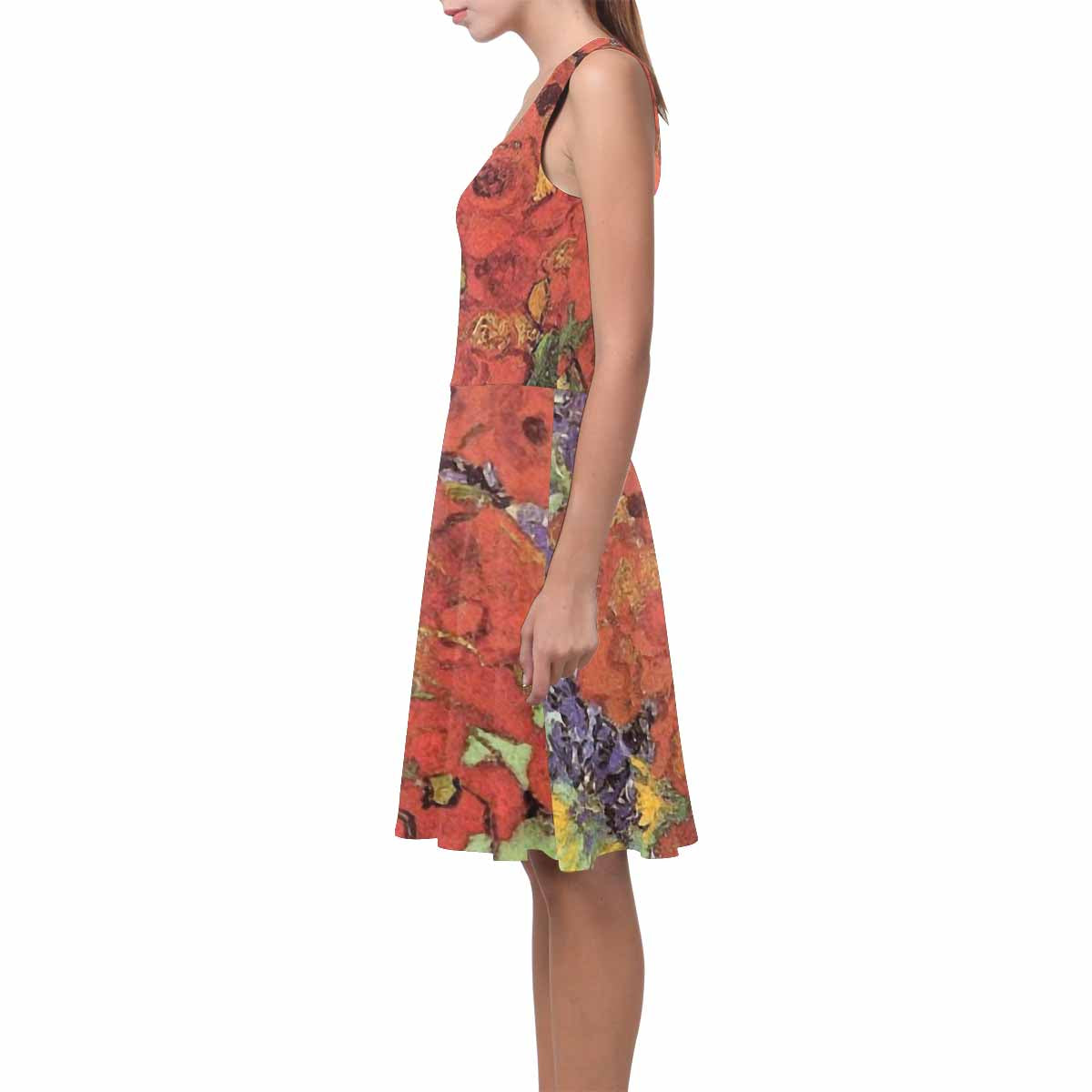 Vintage floral short summer flare dress,  XS to 3XL plus size, model D09534 Design 47