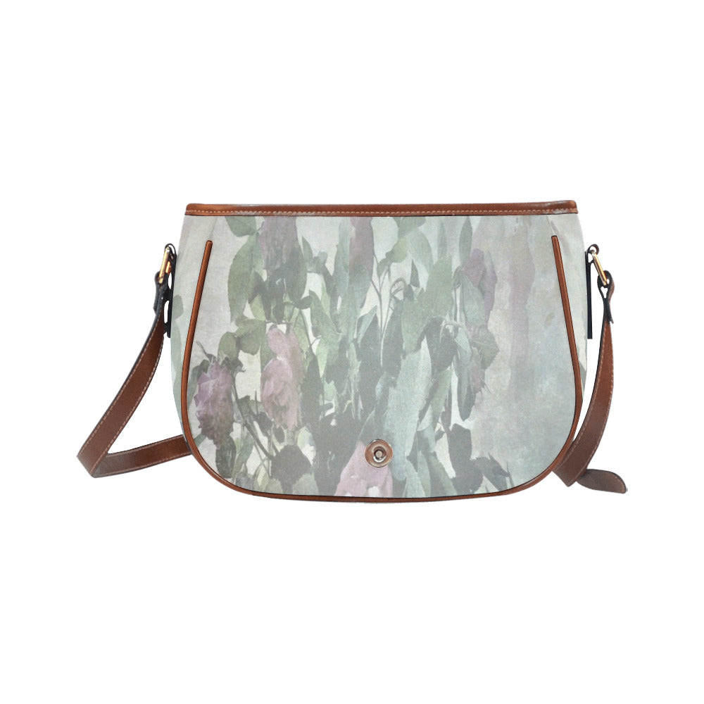 Vintage floral handbag, Design 23 Model 1695341 Saddle Bag/Large (Model 1649)