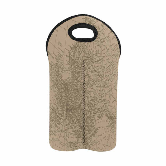 2 Bottle Antique map wine bag,Design 54