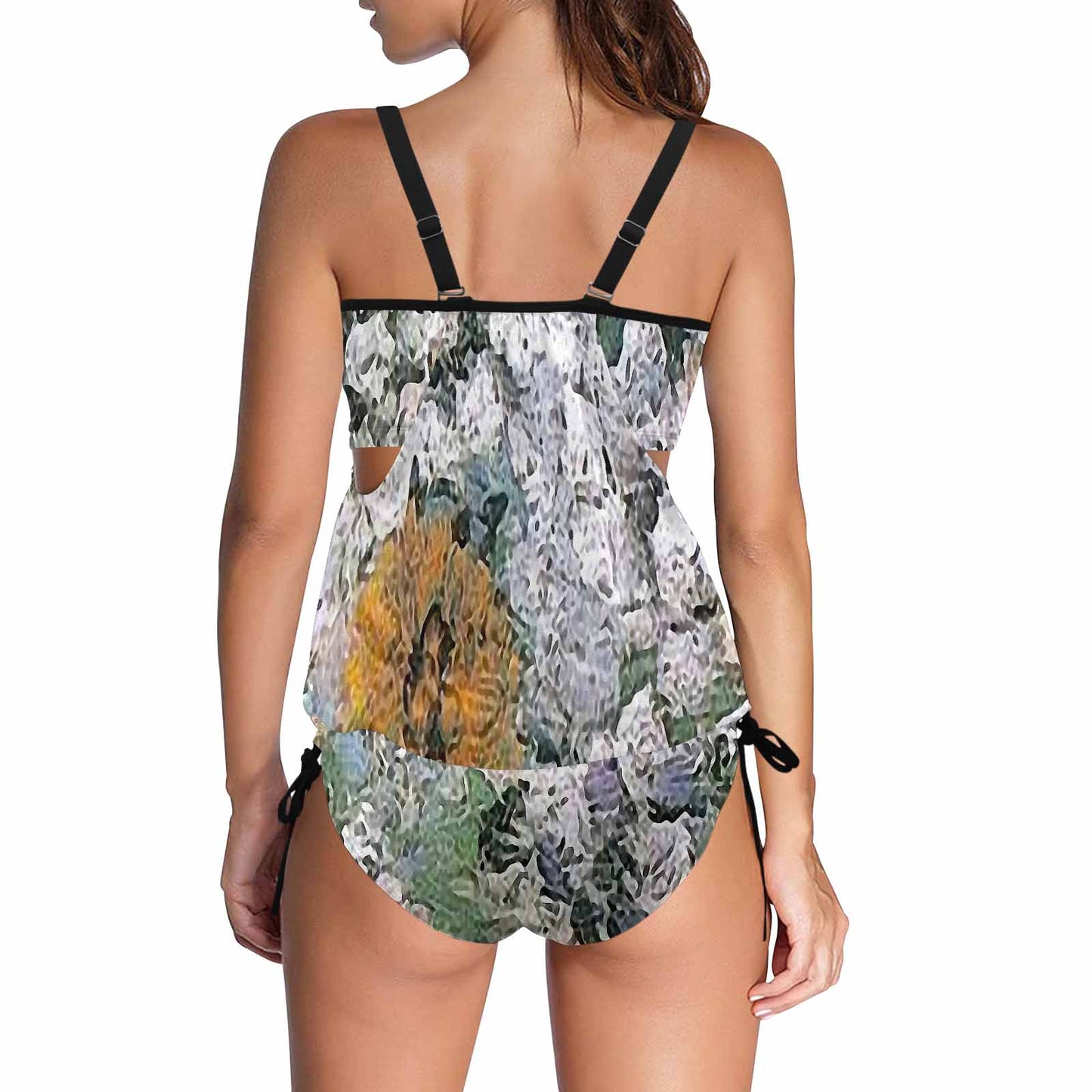 Vintage floral,cover belly tankini beach wear, swim wear, Design 07