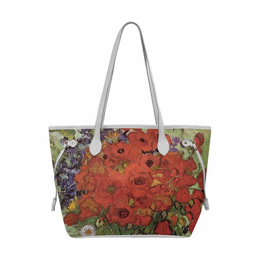 Vintage Floral Handbag, Classic Handbag, Mod 1695361 Design 47, WHITE TRIM