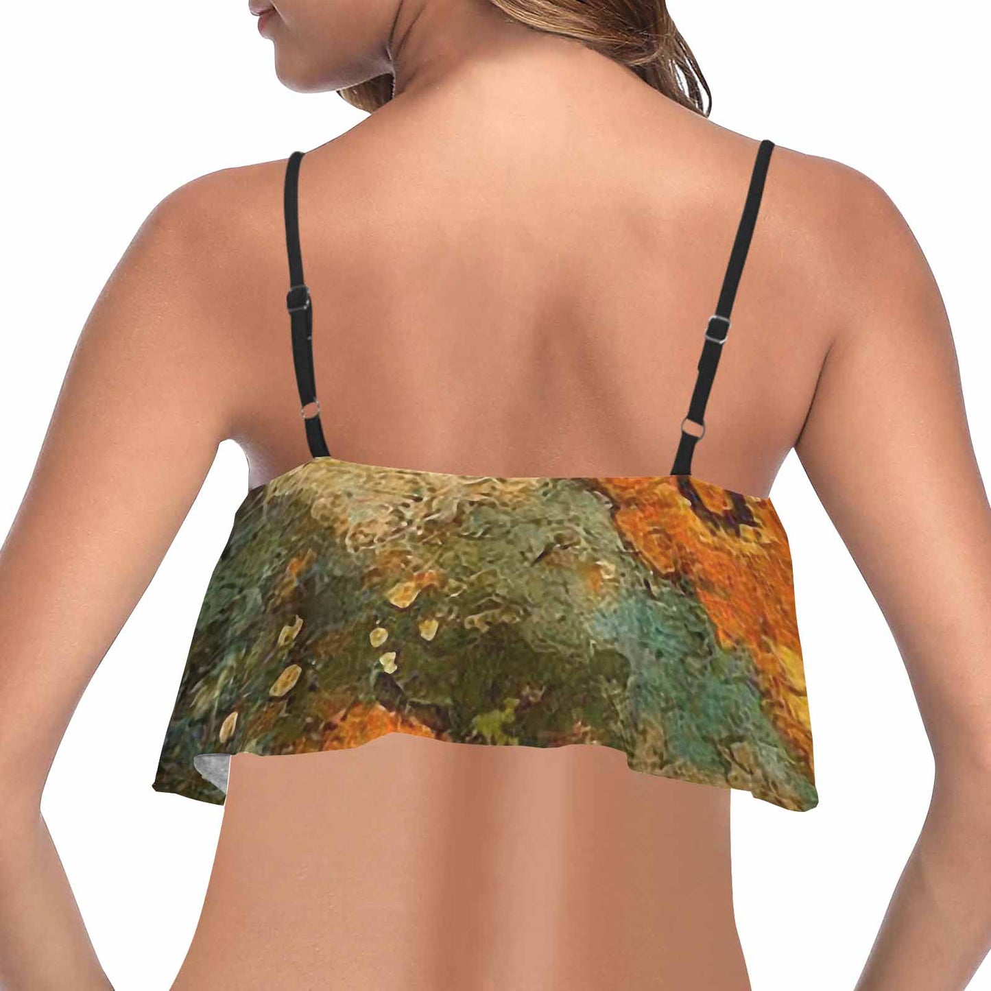 Vintage floral flounce bikini top, Design 31