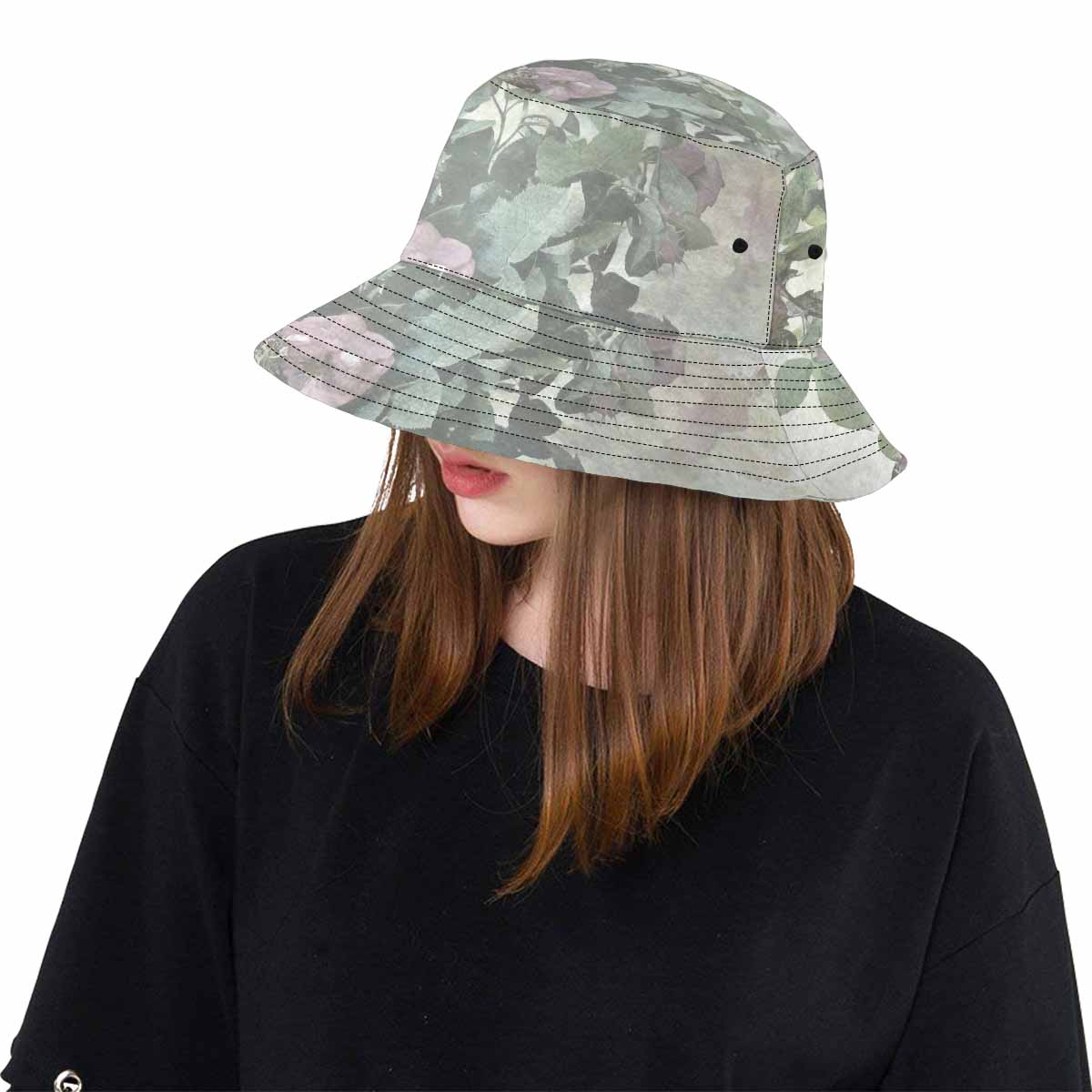 Vintage floral unisex bucket boonie Hat, outdoors hat, Design 23