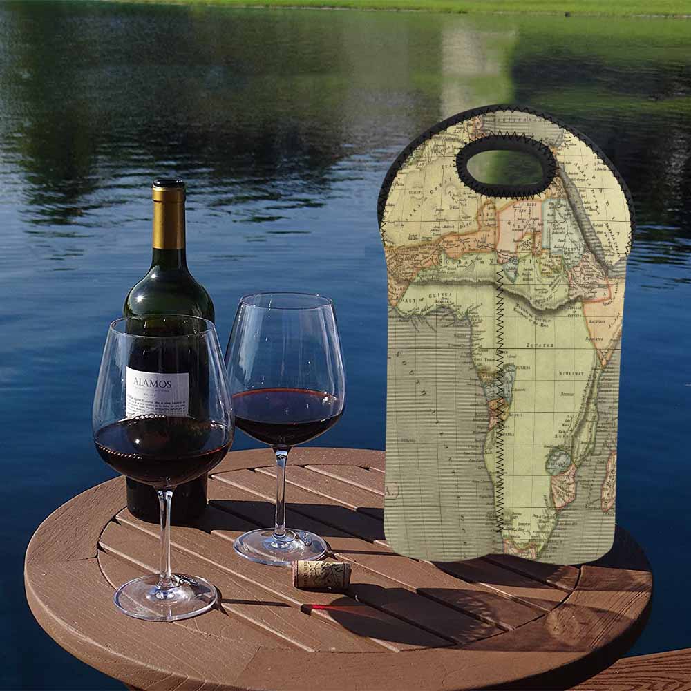 2 Bottle Antique map wine bag,Design 04