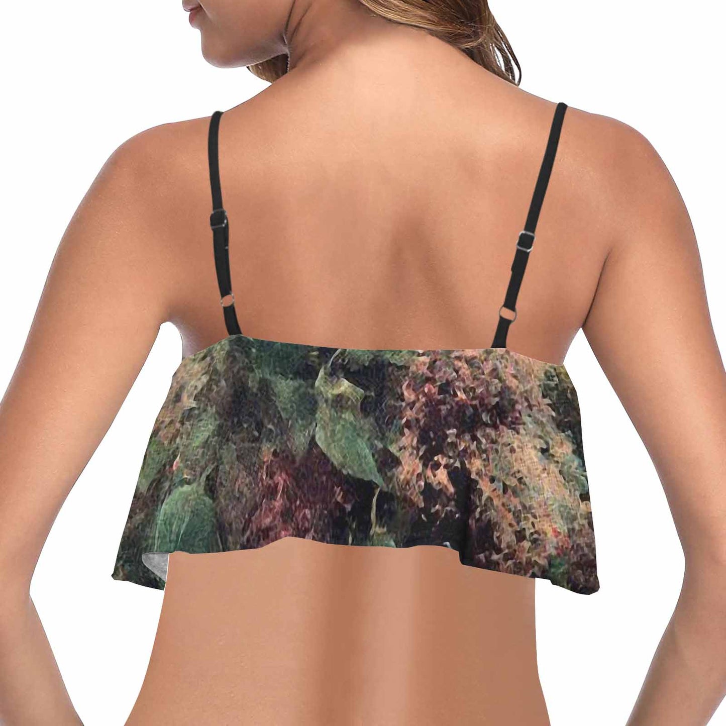 Vintage floral flounce bikini top, Design 34