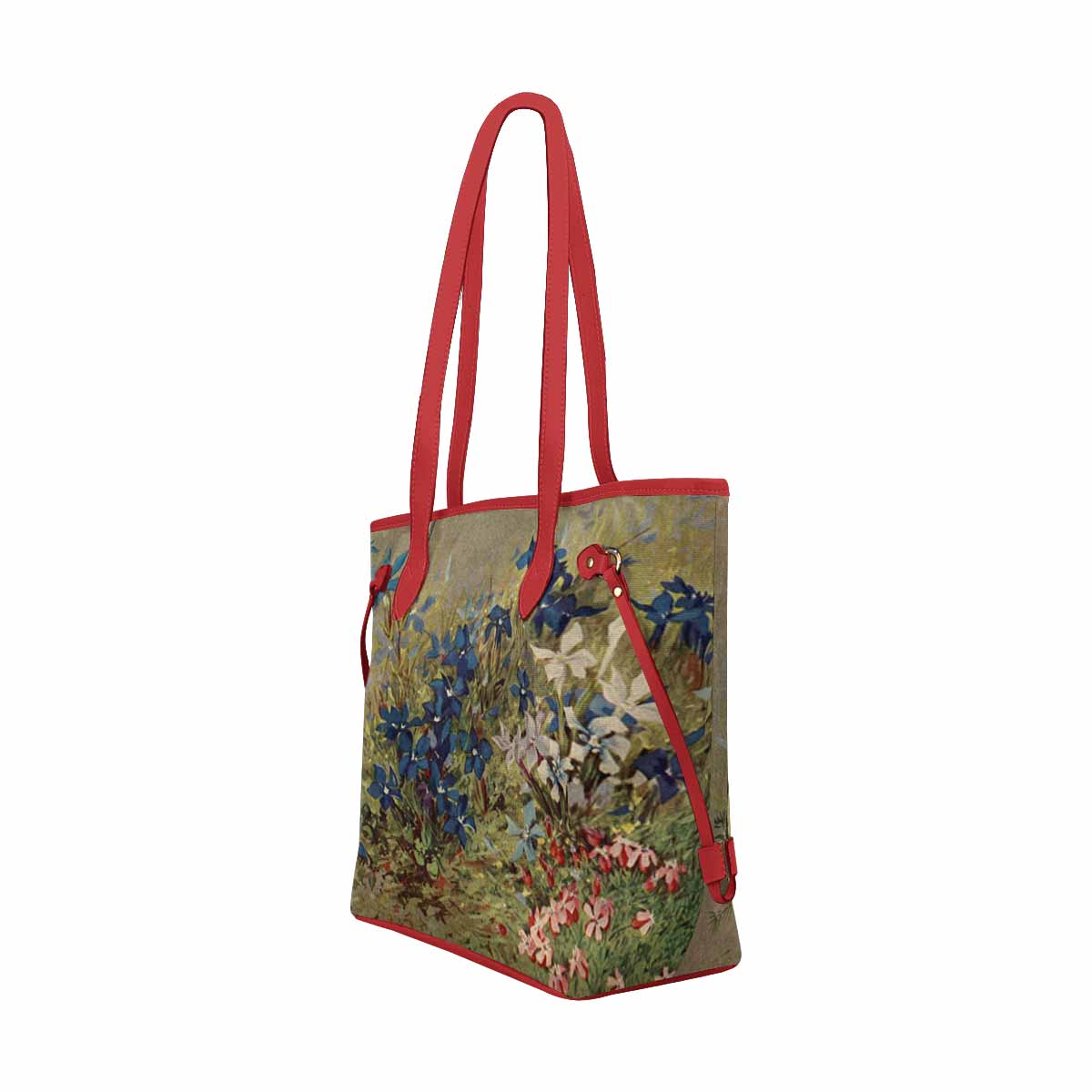 Vintage Floral Handbag, Classic Handbag, Mod 1695361 Design 39 RED TRIM