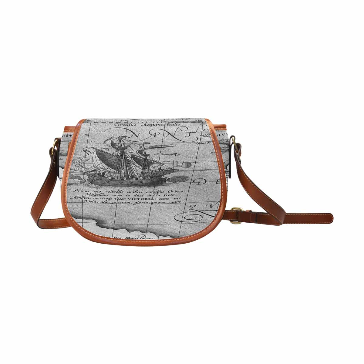 Antique Map design Handbag, saddle bag, Design 44
