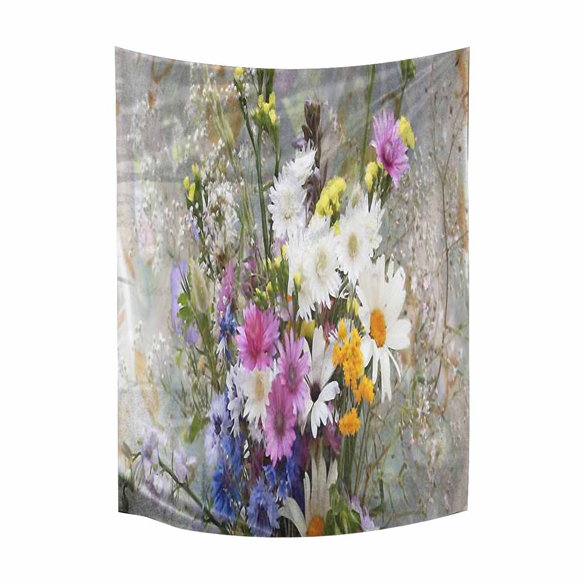 Vintage floral TAPESTRY, LARGE 60 x 80 in, Vertical, Design 02