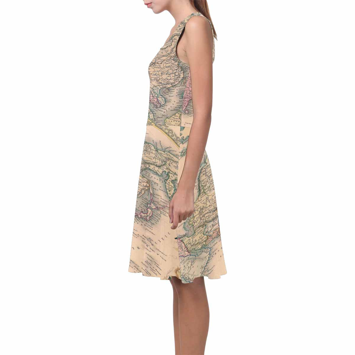 Antique Map casual summer dress, MODEL 09534, design 31