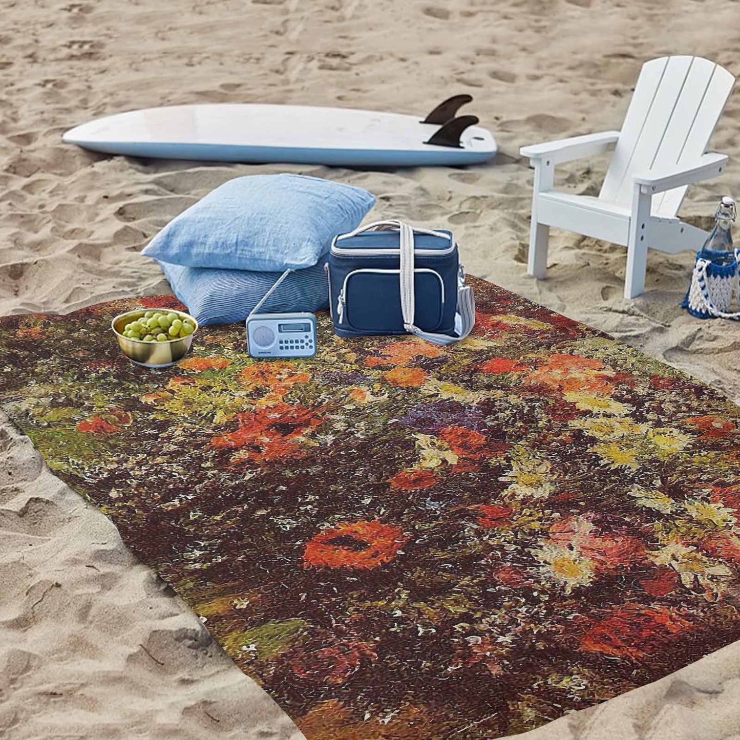 Vintage Floral waterproof picnic mat, 81 x 55in, Design 24