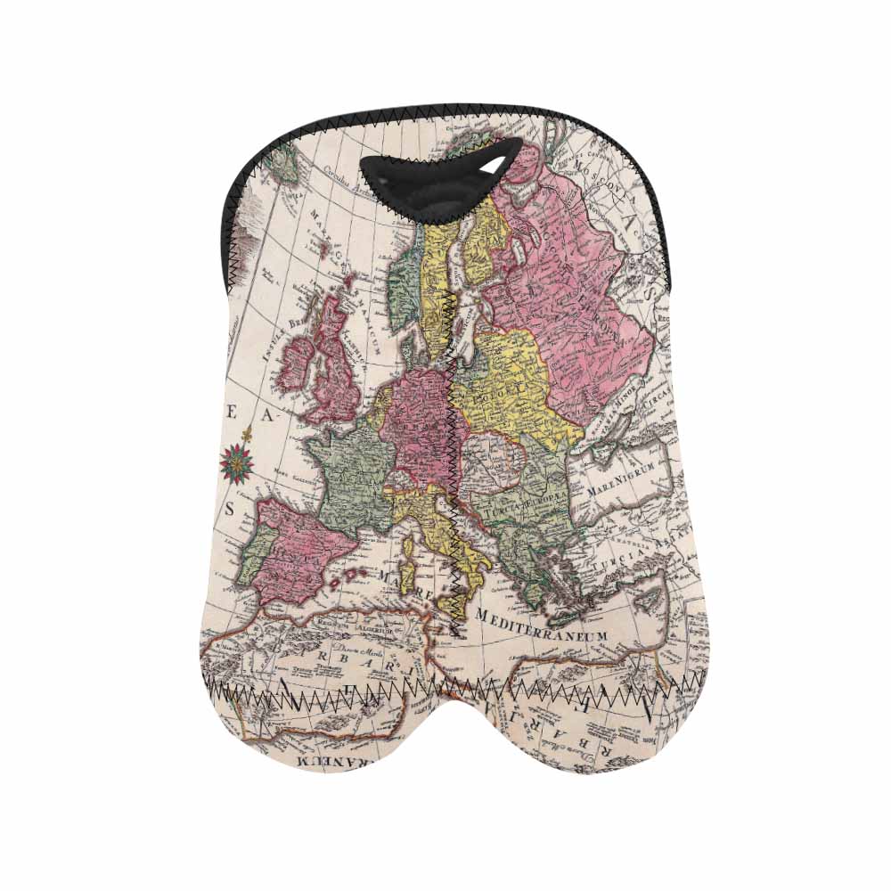 2 Bottle Antique map wine bag,Design 43