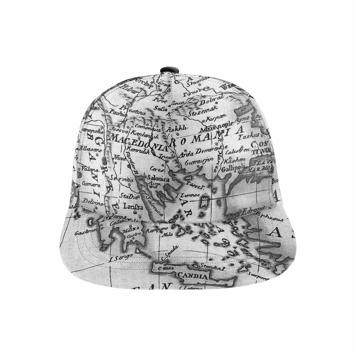 Antique Map design mens or womens deep snapback cap, trucker hat, Design 20