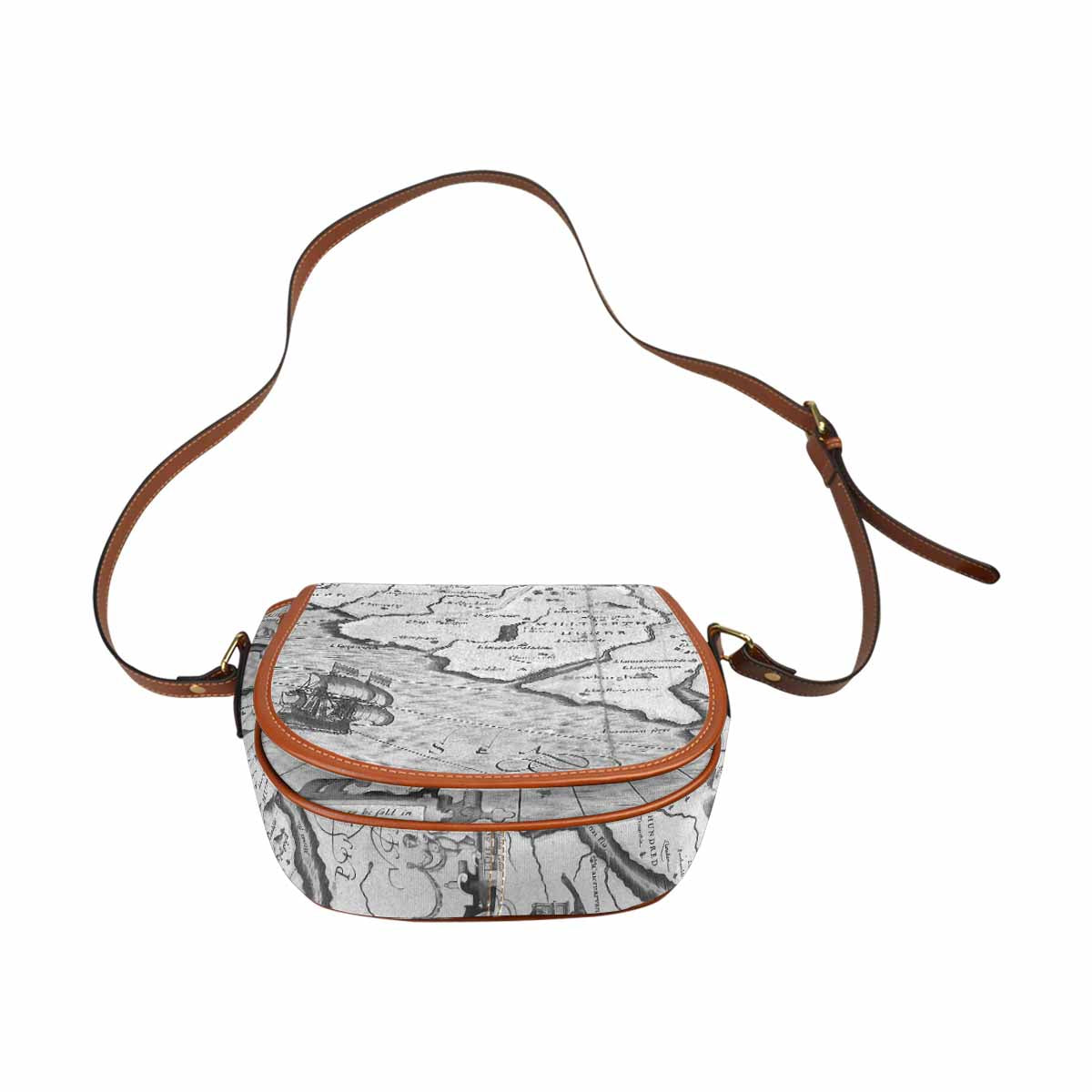 Antique Map design Handbag, saddle bag, Design 11