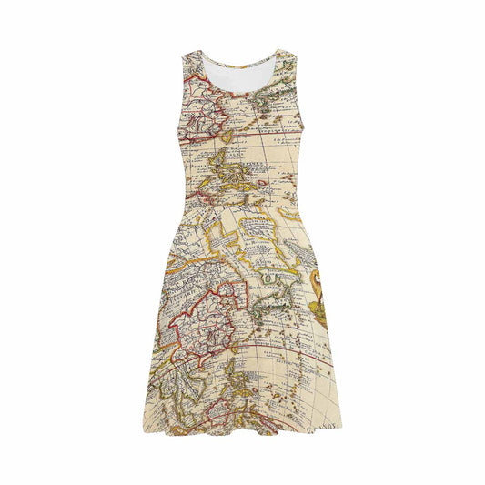 Antique Map casual summer dress, MODEL 09534, design 02