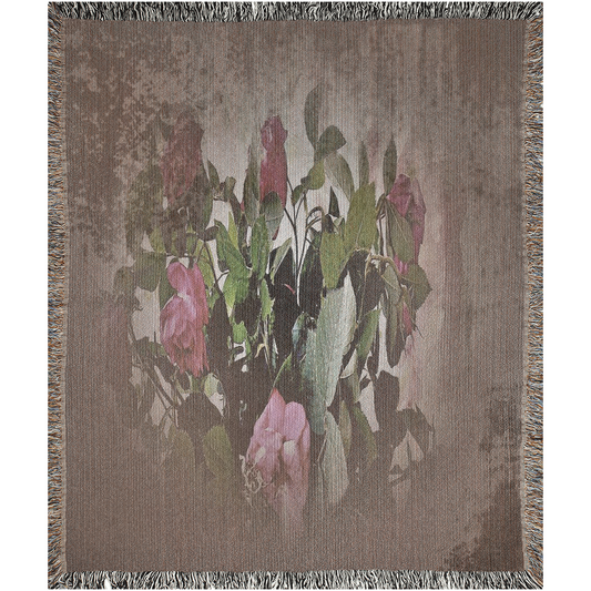 100% cotton Vintage Floral design woven blanket, 50 x 60 or 60 x 80in, Design 22x