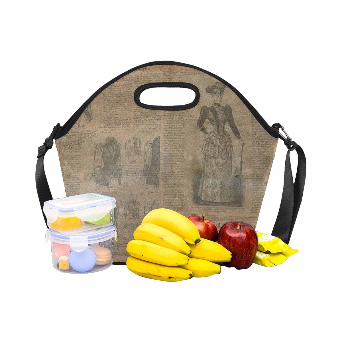 Antique general print, insulated lunch bag, design 36