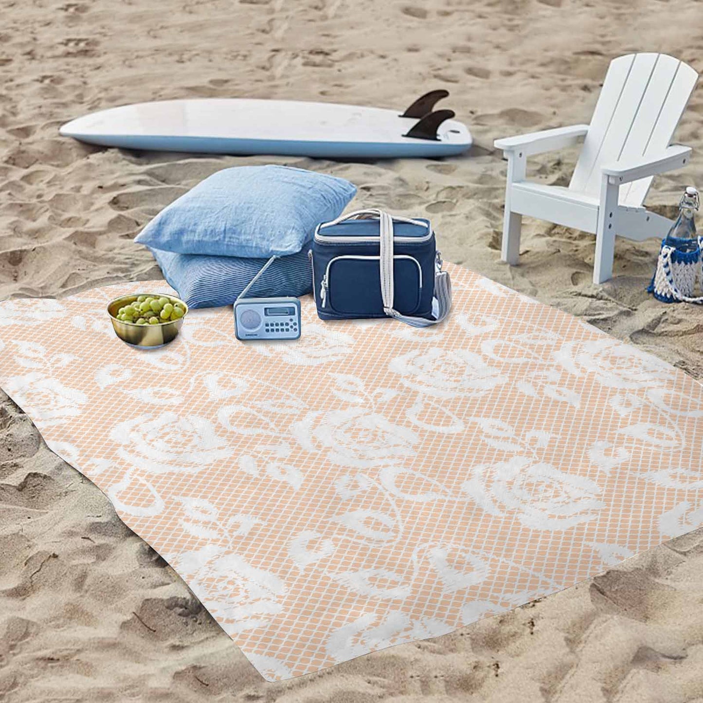 Victorian lace print waterproof picnic mat, 69 x 55in, design 16