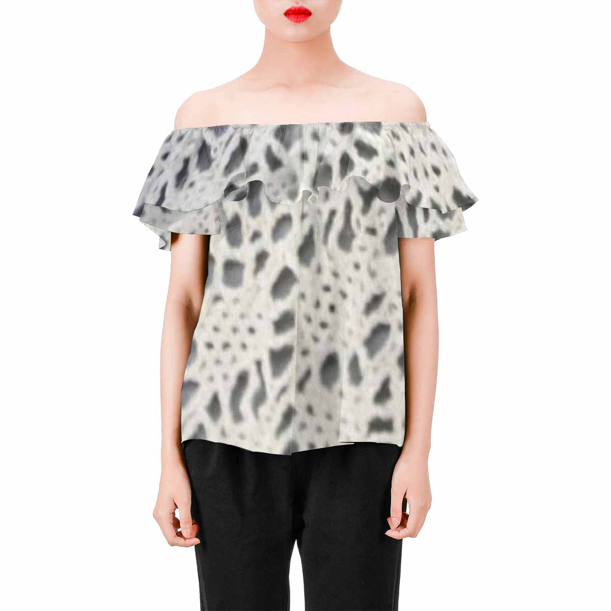 Victorian Lace print Chiffon Blouse, design 12