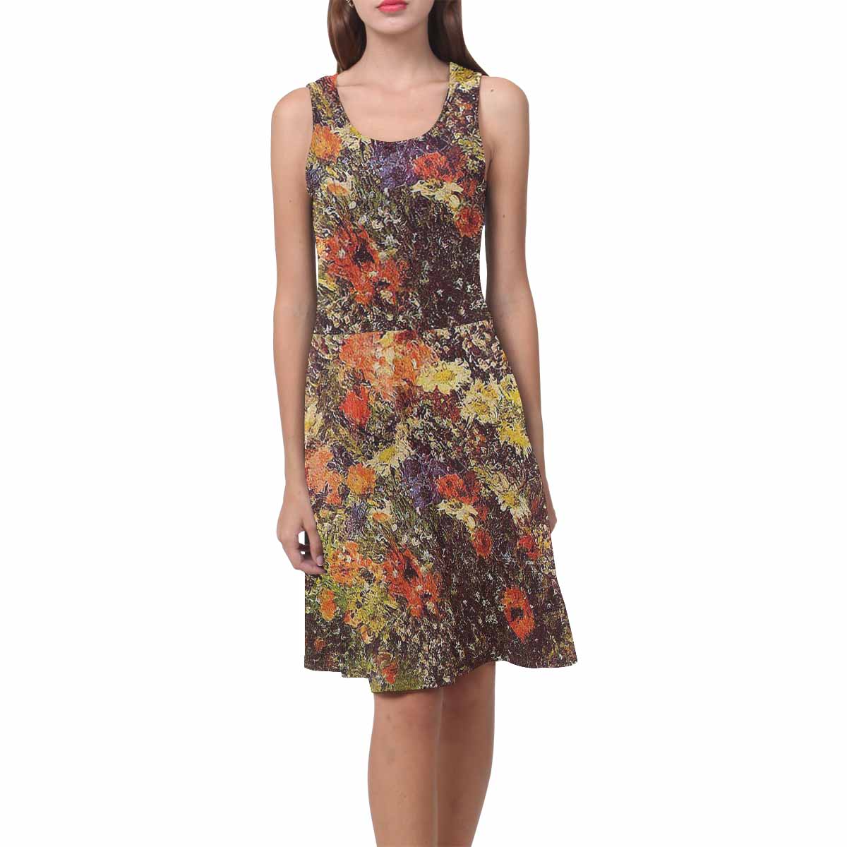 Vintage floral short summer flare dress,  XS to 3XL plus size, model D09534 Design 24
