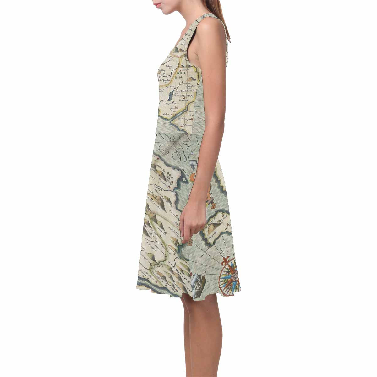 Antique Map casual summer dress, MODEL 09534, design 05