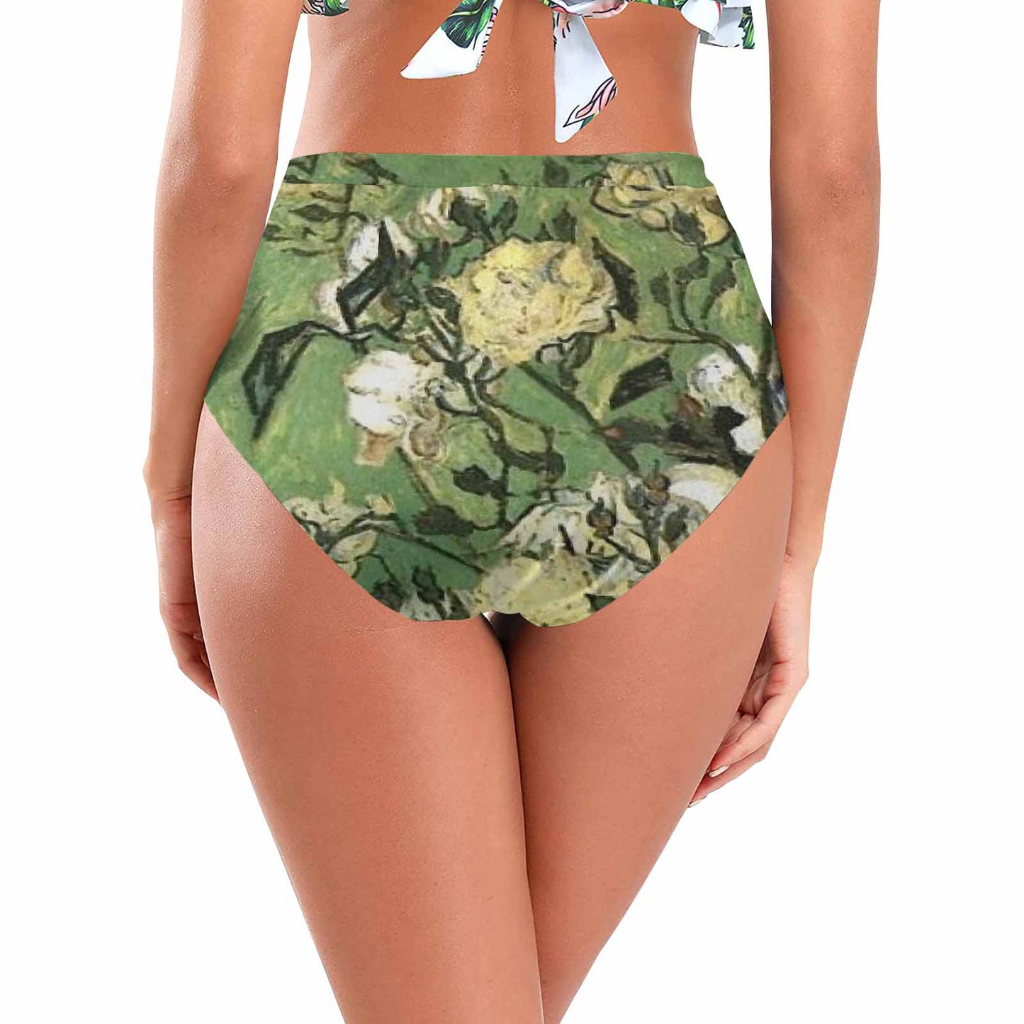 Vintage floral High waist bikini bottom, Design 55