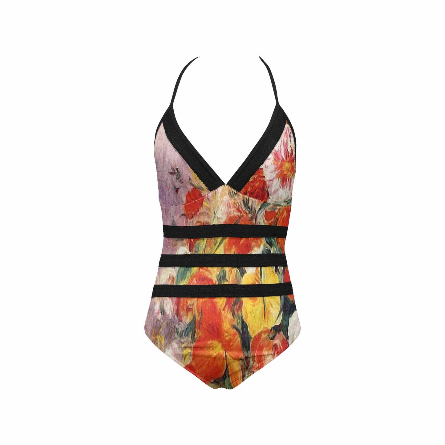 Vintage floral, vintage chest collar, one piece swim wear, Design 19