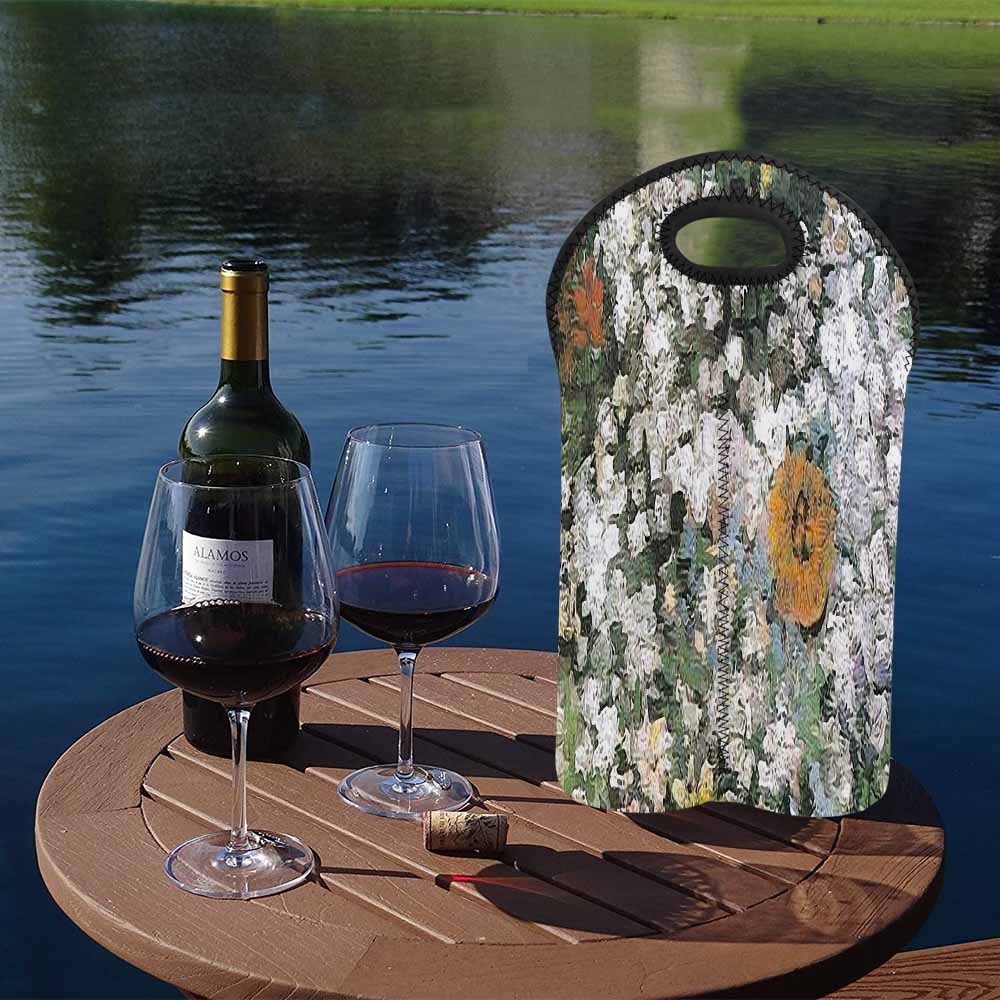 Vintage floral 2 bottle wine bag, Design 07