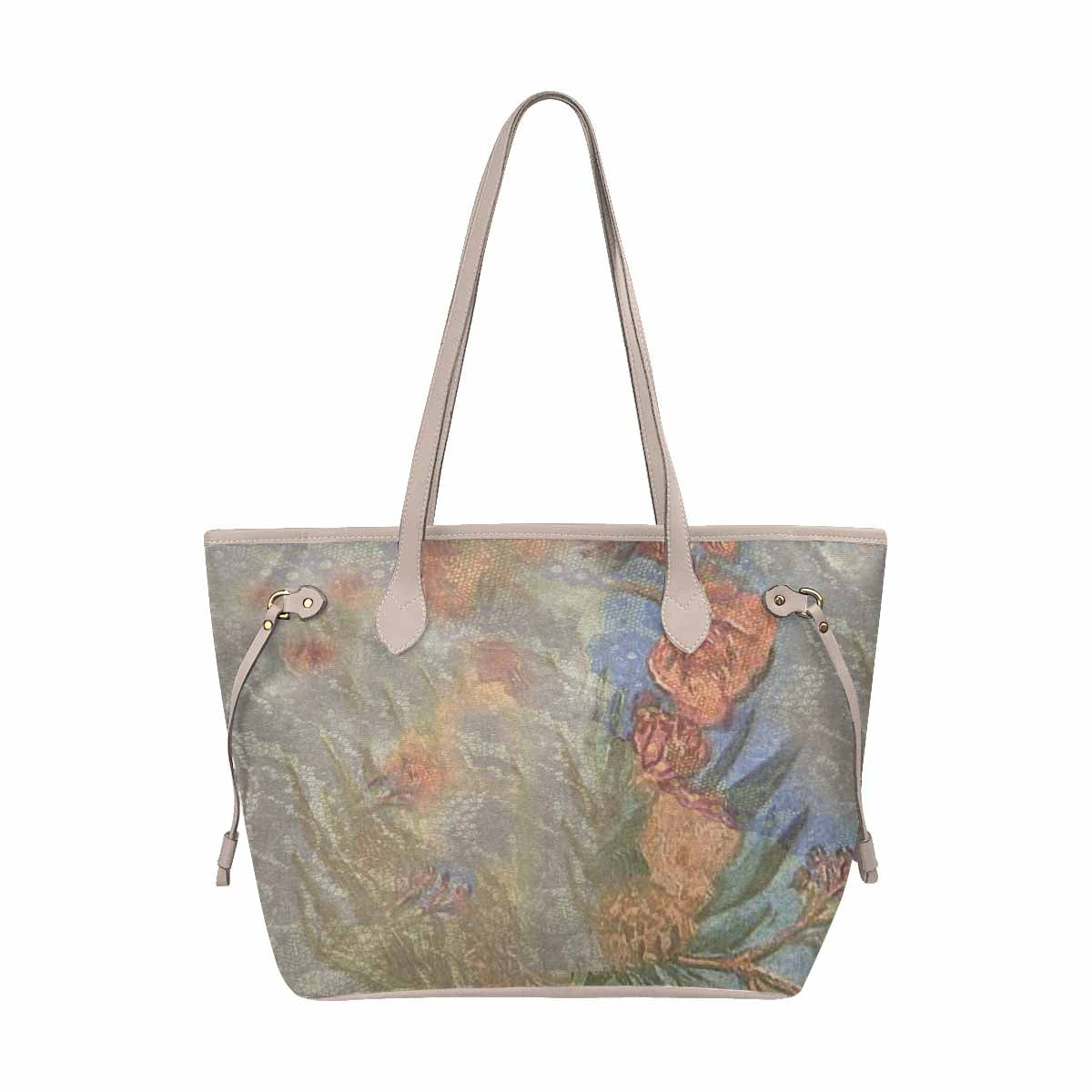 Vintage Floral Handbag, Classic Handbag, Mod 1695361, Design 50x BEIGE/TAN TRIM