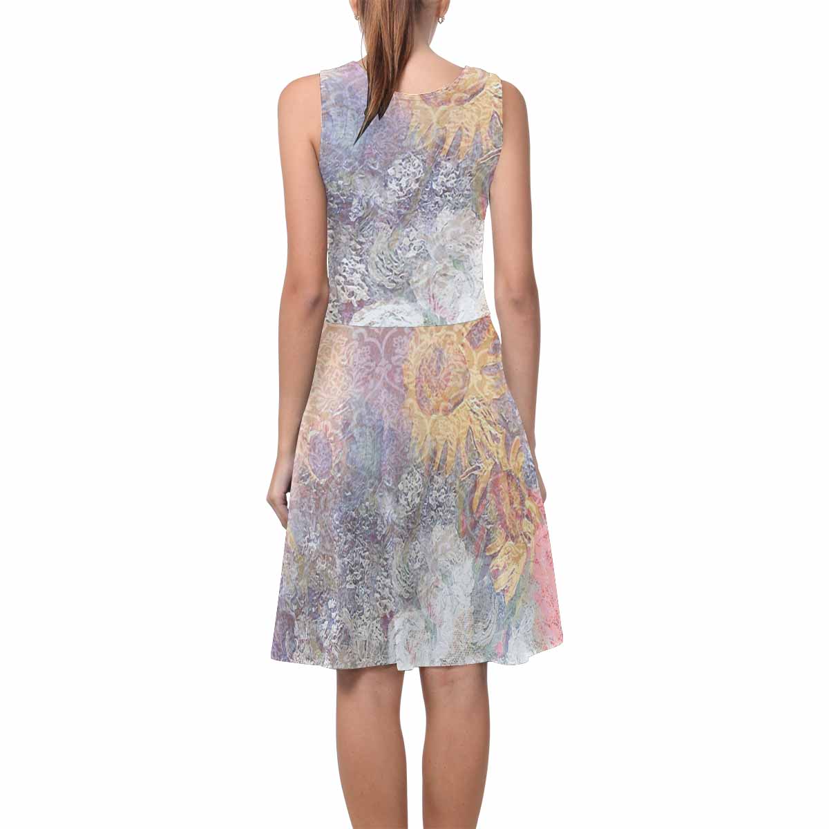 Vintage floral short summer flare dress,  XS to 3XL plus size, model D09534 Design 54x