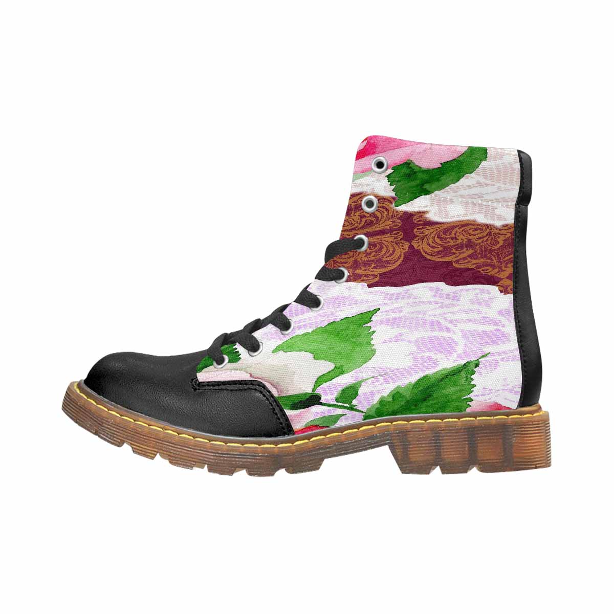 Victorian lace print, cute but tough, Winter walk about  boots, design 19