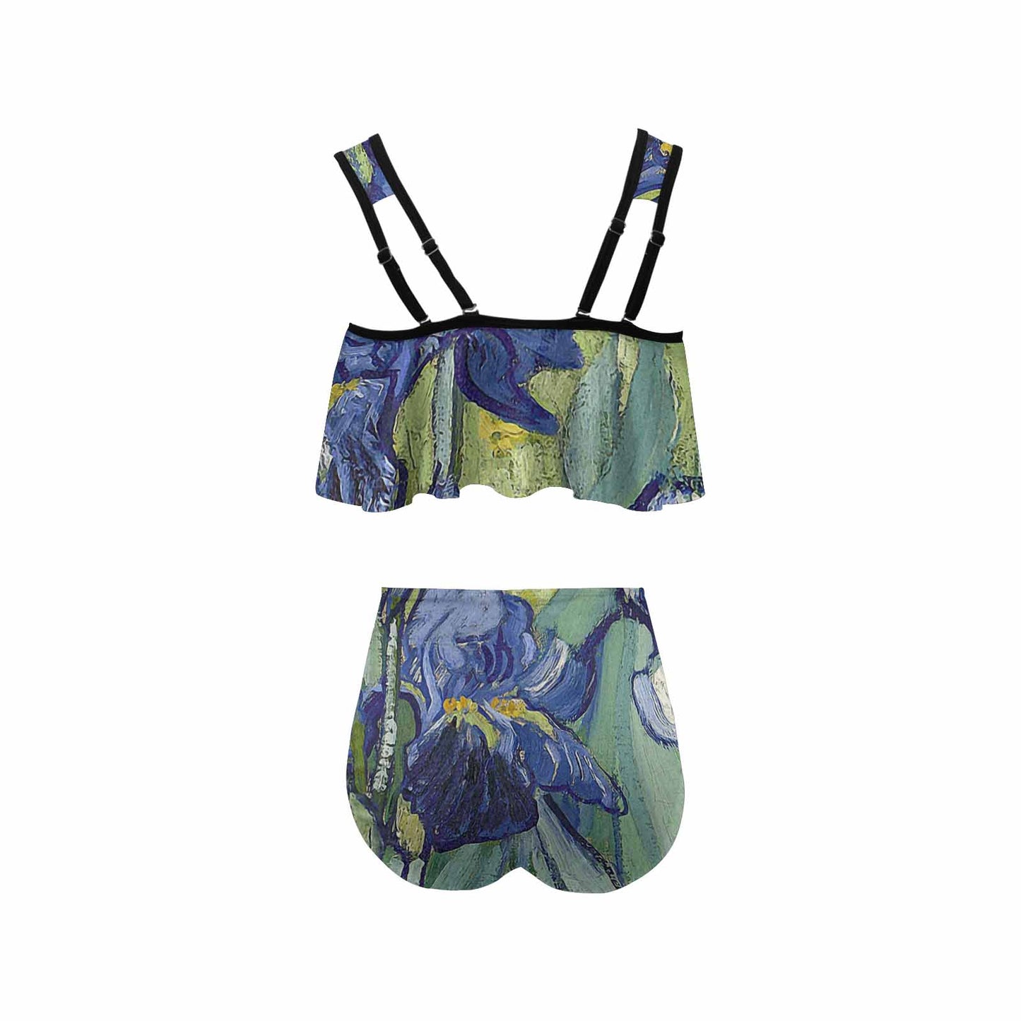 Vintage floral high waisted flounce top bikini, swim wear, Design 40