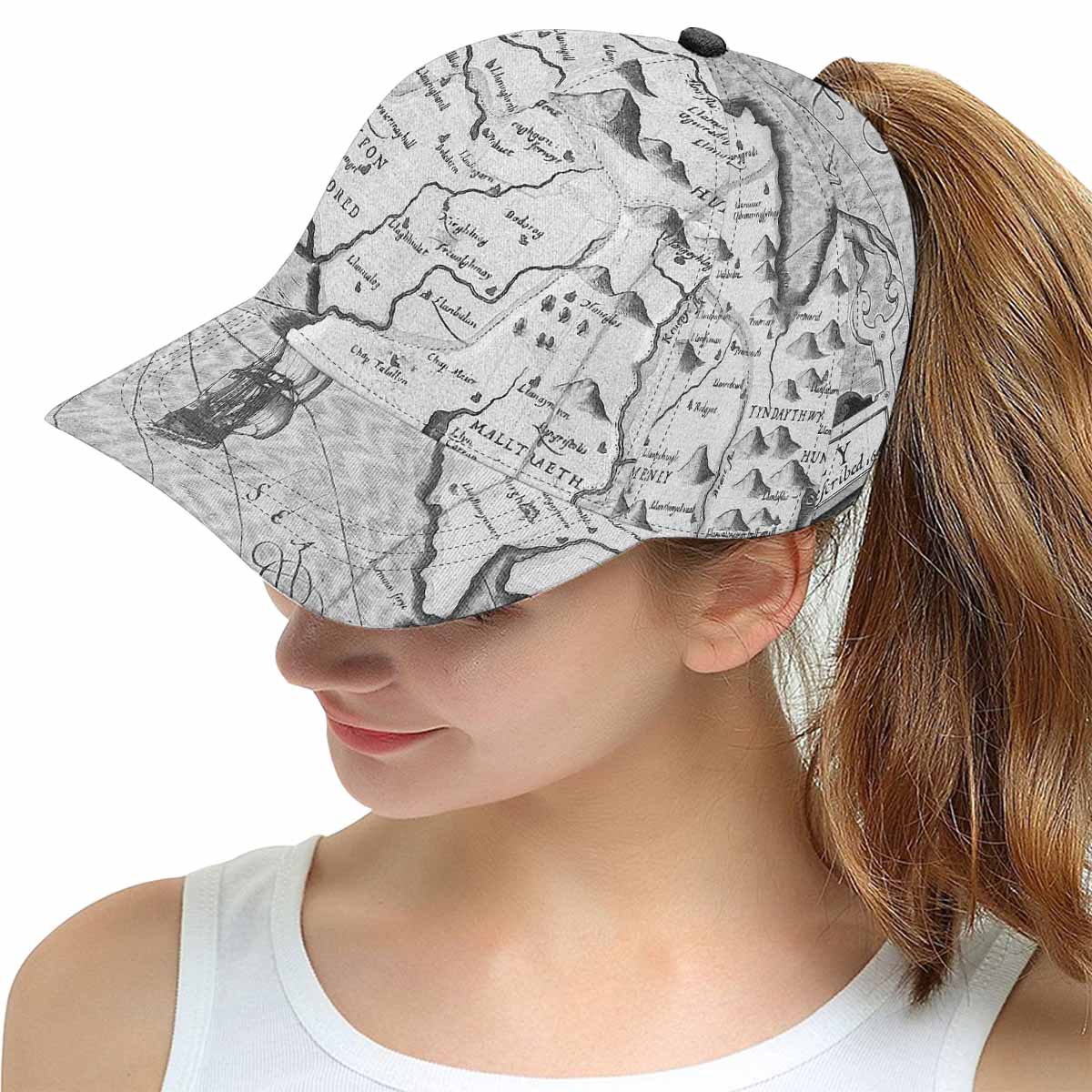 Antique Map design mens or womens deep snapback cap, trucker hat, Design 11