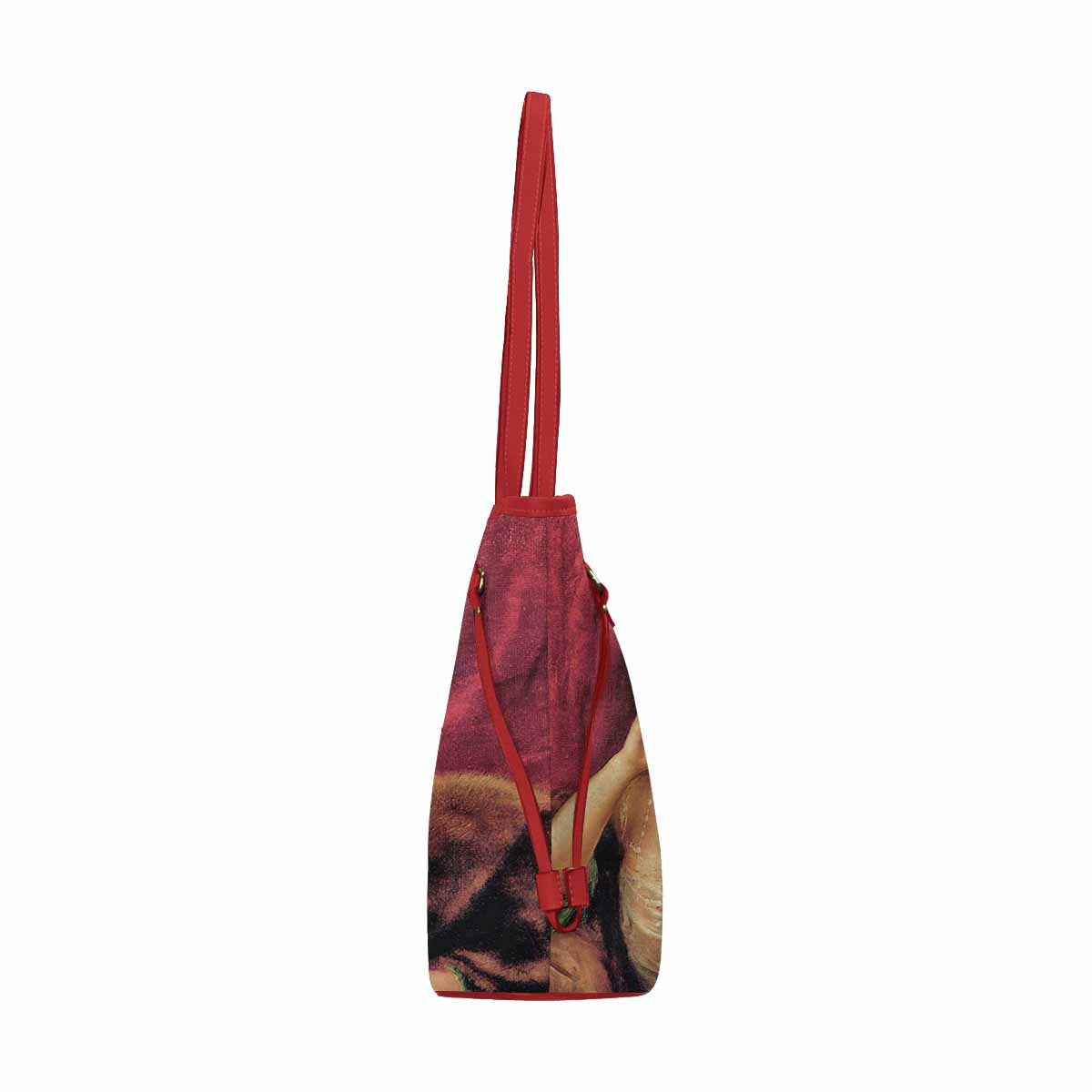 Victorian Lady Design Handbag, Model 1695361, Elegant Lady With A Yellow Rose, RED TRIM