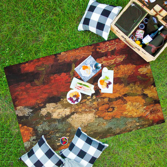 Vintage Floral waterproof picnic mat, 81 x 55in, Design 31