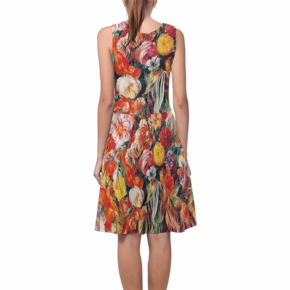Vintage floral short summer flare dress,  XS to 3XL plus size, model D09534 Design 19