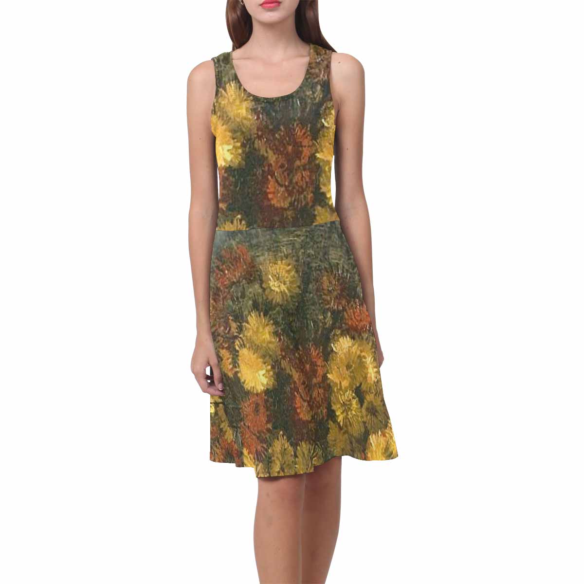 Vintage floral short summer flare dress,  XS to 3XL plus size, model D09534 Design 28